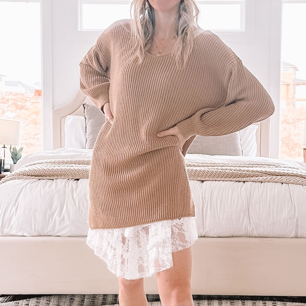 Women's Taupe Knit Sweater